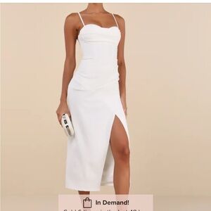 Lulu's White Always turning heads midi dress